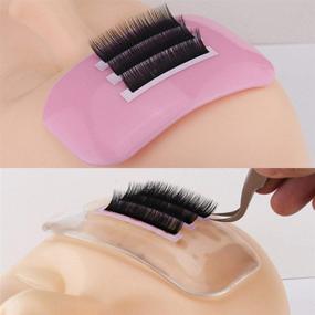 img 1 attached to Silicone Eyelash Extension Pad: 4 Pcs Rectangle False Lash Stand Tray Holder for Forehead Sticker - 2 Clear & 2 Pink: Eyelash Extension Supplies
