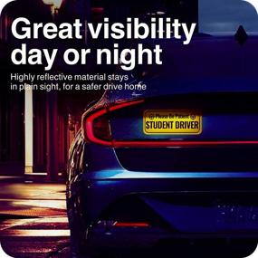 img 2 attached to 🚗 Adheisign Student Driver Magnet: Reflective New Driver Sticker Decal for Car, Removable &amp; Magnetic, 3 Pack - Bright Yellow