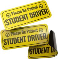 🚗 adheisign student driver magnet: reflective new driver sticker decal for car, removable &amp; magnetic, 3 pack - bright yellow logo