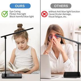 img 2 attached to 💡 Smart LED Desk Lamp: Wireless Charger, USB Port, Foldable, Eye-Caring with 5 Modes, 9 Brightness Levels, Timer | Touch Control Home Office Reading Lamp