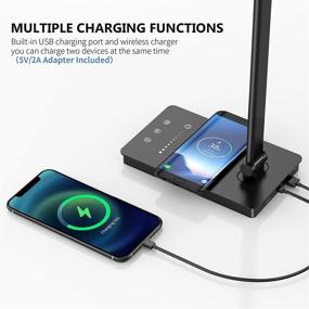 img 3 attached to 💡 Smart LED Desk Lamp: Wireless Charger, USB Port, Foldable, Eye-Caring with 5 Modes, 9 Brightness Levels, Timer | Touch Control Home Office Reading Lamp