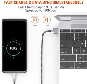 img 4 attached to ⚡ Snowkids USB C кабель 6.6FT (2 шт) - Быстрая зарядка для Galaxy S10 S9, Note 10 9, Moto Z, LG, Google Pixel - Нейлоновый оплетенный USB Type C кабель высокой скорости (серый)