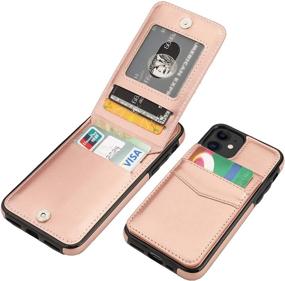 img 4 attached to KIHUWEY iPhone 11 Case Wallet: Stylish Rose Gold Protective Cover with Credit Card Holder and Kickstand - Premium Leather Magnetic Clasp for 6.1 Inch device