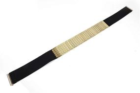 img 1 attached to Waist Elastic Metal Leather Metallic Women's Accessories