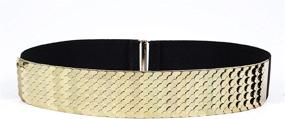 img 3 attached to Waist Elastic Metal Leather Metallic Women's Accessories