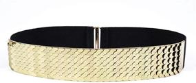 img 4 attached to Waist Elastic Metal Leather Metallic Women's Accessories