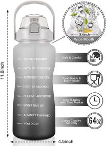 img 1 attached to 🚰 High-Quality Half Gallon Water Bottle – 64 oz with Straw, Strap, and Sleeve | Leak-proof BPA-Free Motivational Water Jug with Drink Times | Insulated Water Bottle for Kids, Women, Men | Perfect Xmas Gift