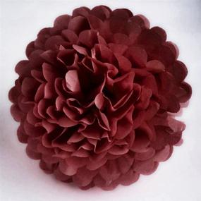 img 3 attached to 🎀 Heartfeel Grey Burgundy Tissue Paper Pom Poms: 12pcs 8inch 10inch Paper Flowers for Wedding, Birthday, Baby Shower, and Nursery Decorations