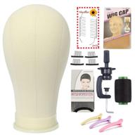 👩 high-quality 22" wig head canvas block-head for wig making & display - poly manikin head with stand (22'', white) logo