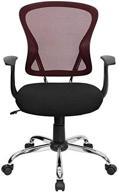 💺 flash furniture ergonomic mid-back mesh office chair: burgundy and black swivel task chair with chrome base and arms логотип