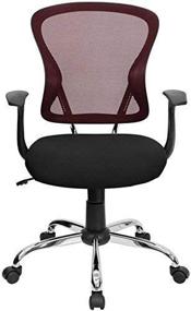 img 4 attached to 💺 Flash Furniture Ergonomic Mid-Back Mesh Office Chair: Burgundy and Black Swivel Task Chair with Chrome Base and Arms