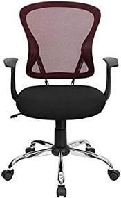 img 2 attached to 💺 Flash Furniture Ergonomic Mid-Back Mesh Office Chair: Burgundy and Black Swivel Task Chair with Chrome Base and Arms