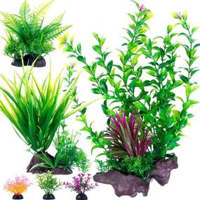 img 4 attached to 🌿 Enhance Your Fish Tank with KDWDWLL Large Artificial Plastic Aquarium Aquatic Plants - Set of 6 (15.7 Inch) - Vibrant Fish Tank Decorations