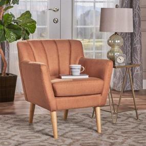 img 1 attached to 🧡 Christopher Knight Home Merel Mid-Century Modern Fabric Club Chair in Orange/Natural - Enhanced for SEO