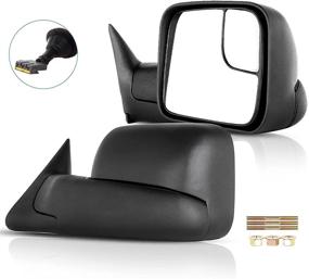 img 4 attached to Тяговые зеркала ECCPP для грузовика Dodge Ram 1500 2500 3500 - улучшенная электрическая операция, ручное складывание, 1994-1997