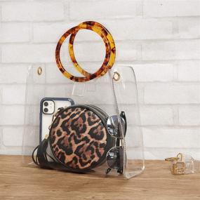 img 3 attached to Round Handle Handbag Tortoiseshell Square Women's Handbags & Wallets