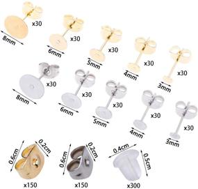 img 3 attached to 🔧 Complete Earring Making Supplies Set: 900 Pcs Earring Posts, Hypoallergenic Stainless Steel Pin Studs, Stainless Steel Butterfly Backs, and Rubber Backs