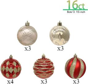 img 3 attached to 🎄 16Pcs 3.15inch Shatterproof Christmas Ball Ornaments for Xmas Tree - Vibrant Red & Gold Decorations for Holidays, Weddings, and Parties