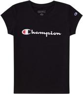 active girls' clothing: champion heritage sleeve script heather logo