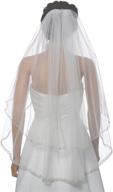 💎 luxurious 2t 2 tier dual edge embroided pearl crystal beaded veil - exquisite fingertip length 36 inches logo