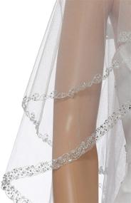 img 1 attached to 💎 Luxurious 2T 2 Tier Dual Edge Embroided Pearl Crystal Beaded Veil - Exquisite Fingertip Length 36 inches