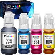 🖨️ e-z ink (tm) high yield compatible ink bottle replacement for epson 774 664 t774 t664 - et-2650, et-16500, et-4500, et-2550, et-3600, et-2600, et-4550 (black, cyan, magenta, yellow, 4 pack) logo