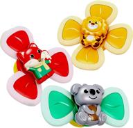 🛁 kdo spin toys for toddlers, 3pcs baby bath spinning tops with rotating wind leaves & cute animals - interactive sensory toys for bath tub, dining table, high chair - suitable for babies 3 years old ... logo