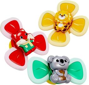 img 4 attached to 🛁 KDO Spin Toys for Toddlers, 3Pcs Baby Bath Spinning Tops with Rotating Wind Leaves & Cute Animals - Interactive Sensory Toys for Bath Tub, Dining Table, High Chair - Suitable for Babies 3 Years Old ...