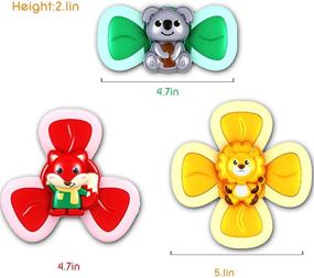 img 2 attached to 🛁 KDO Spin Toys for Toddlers, 3Pcs Baby Bath Spinning Tops with Rotating Wind Leaves & Cute Animals - Interactive Sensory Toys for Bath Tub, Dining Table, High Chair - Suitable for Babies 3 Years Old ...