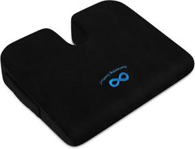 img 4 attached to Black Memory Foam Wedge Seat Cushion for Car and Truck - Everlasting Comfort Chair Driving Pillow