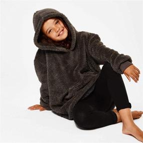 img 2 attached to Brentfords Teddy Fleece Hoodie Blanket: Cozy Oversized Thermal Wearable for Kids, One Size - Charcoal Grey