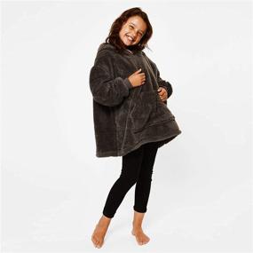 img 1 attached to Brentfords Teddy Fleece Hoodie Blanket: Cozy Oversized Thermal Wearable for Kids, One Size - Charcoal Grey