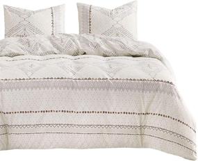 img 3 attached to 🌵 Wake In Cloud - Boho Beige Comforter Set, Ivory Cream with Aztec Diamond Shape Bohemian Pattern, Soft Microfiber Bedding (3pcs, Queen Size)