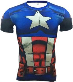 img 4 attached to SevenJuly1 Compression Fitness Boys' Captain Superhero Clothing and Tops, Tees & Shirts