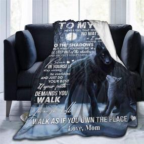 img 1 attached to 🐺 Flannel Fleece Blanket for Son - Special Gift from Wolf Mom. Ideal Christmas or Birthday present for Him! Super Soft Throw Blanket for Bed or Sofa (To My Son from Mom, Teen Size: 60"x50")