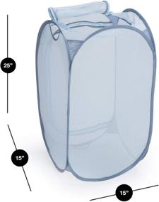 img 2 attached to 🔵 Convenient and Sturdy Teal Mesh Laundry Hamper - Pop-up Flip Design with Handles, Side Zipper - Holds 3 Loads of Clothes, Toys - Space-Saving and Durable - 15x25 Inch