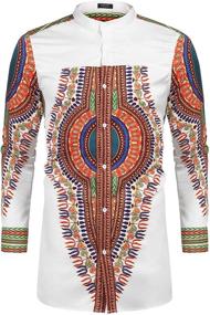 img 4 attached to Shop COOFANDY African Dashiki Sleeve Button Men's Clothing for Stylish Shirts