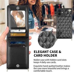 img 3 attached to 👜 HOGGU Crossbody Wallet Case for iPhone 12/12 Pro 6.1'' - Stylish Quilted Leather, Card Holder, Kickstand, Shockproof Protection - Black