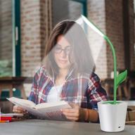 🌱 iegrow dark green desk lamp with usb touch led, flexible neck, 3 level dimmer, and plant pencil holder for kids and adults логотип