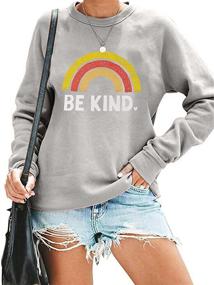 img 4 attached to BLANCHES Women's Long Sleeve Crew Neck Be Kind Pullover Shirt - Versatile Top