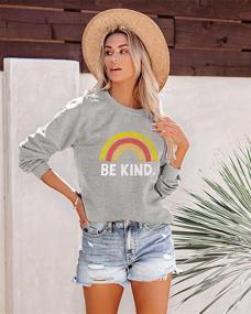 img 3 attached to BLANCHES Women's Long Sleeve Crew Neck Be Kind Pullover Shirt - Versatile Top