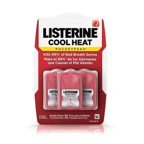 img 4 attached to 🔥 Мощные полоски для дыхания Listerine Cool Heat Pocketpaks - уход за полостью рта, освежает дыхание и уничтожает бактерии, вызывающие неприятный запах, вкус корицы - упаковка 24 полоски, 3 упаковки!