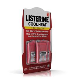 img 1 attached to 🔥 Powerful Listerine Cool Heat Pocketpaks Breath Strips - Oral Care, Freshens Breath & Kills Bad Breath Germs, Cinnamon Flavor - 24-Strip Pack, 3 Pack!