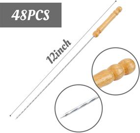 img 3 attached to 🍢 JOHOUSE BBQ Skewers, 48-Piece Barbecue String with Wooden Handle Stick Needles for Outdoor Camping Cooking Tools