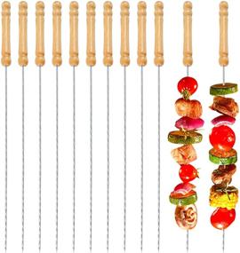 img 4 attached to 🍢 JOHOUSE BBQ Skewers, 48-Piece Barbecue String with Wooden Handle Stick Needles for Outdoor Camping Cooking Tools