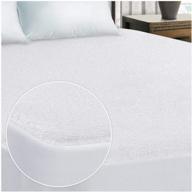 queen waterproof mattress cover - fitted mattress pad with elastic - deep pocket mattress protector - stretches up to 15 inches - white solid design logo