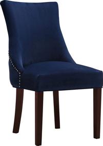 img 1 attached to Stylish Meridian Furniture Hannah Collection: Modern Velvet Upholstered Dining Chair Set with Wood Legs, Button Tufting, and Nailhead Trim - Set of 2 in Navy