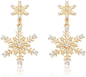 img 4 attached to 🎄 XOCARTIGE Snowflake Dangle Earrings for Women and Girls - Winter Holiday Rhinestone Studs - Festive Christmas Gifts