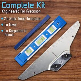 img 1 attached to Staircision Stair Tread Template Tool - Precision Stair Gauge Set with Carpenter Pencil, Level, and Solid Metal Jig for Accurate Angle and Length Measurements