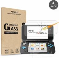 🔍 akwox tempered glass top screen protector + hd clear bottom filter for new nintendo 2ds xl (4-pack) logo